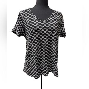 Croft & Barrow Black and White Patterned Short Sleeve Classic Tee Size L